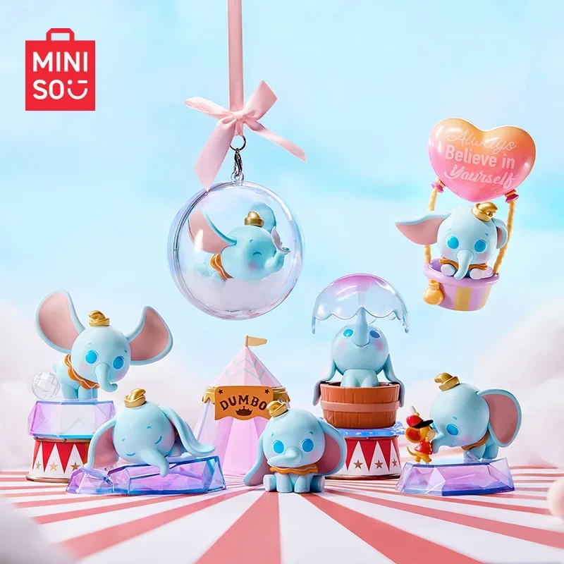 Miniso originálne Disney Dumbo Day Dream Serie Blind Box Table Top zdobený Kawaii Childre Hračky narodeniny Darček Anime Periférny