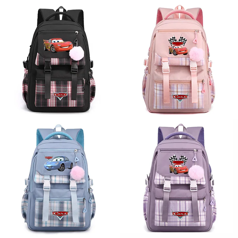 Miniso Pixar Cars Lightning McQueen Dámske batohové batohové tašky Teenager Bader Schoolback Rucksnack Travel Batoh