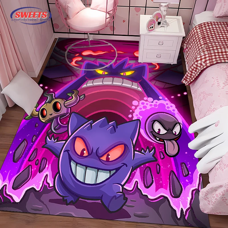 Miniso Pokemon Gengar 3D tlač koberca pre obývaciu izbu Karikatúra detská spálňa pohovka rohožky