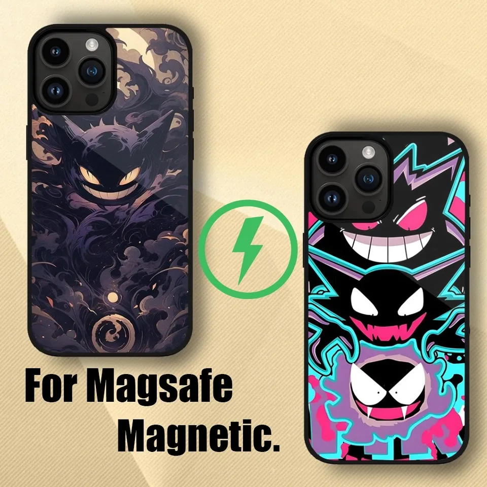 Miniso Pokemon Gengar Puzdro pre iPhone 15 14 13 12 11 Pro Max Plus bezdrôtový magnetický nabíjací shel