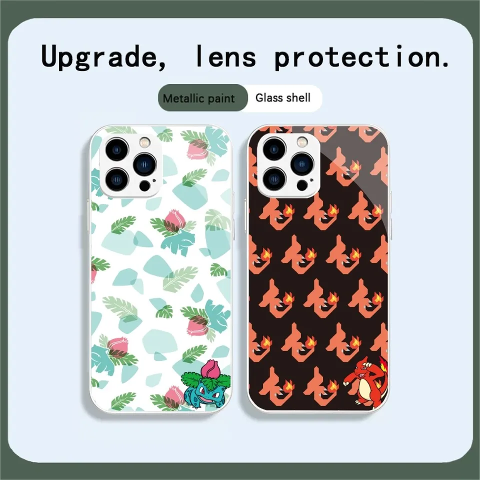 Miniso Pokemon Pase pre iPhone 14Plus 14 13 12 11Pro max x xs xr módny kovový elektroplatovaný sklenený puzdro