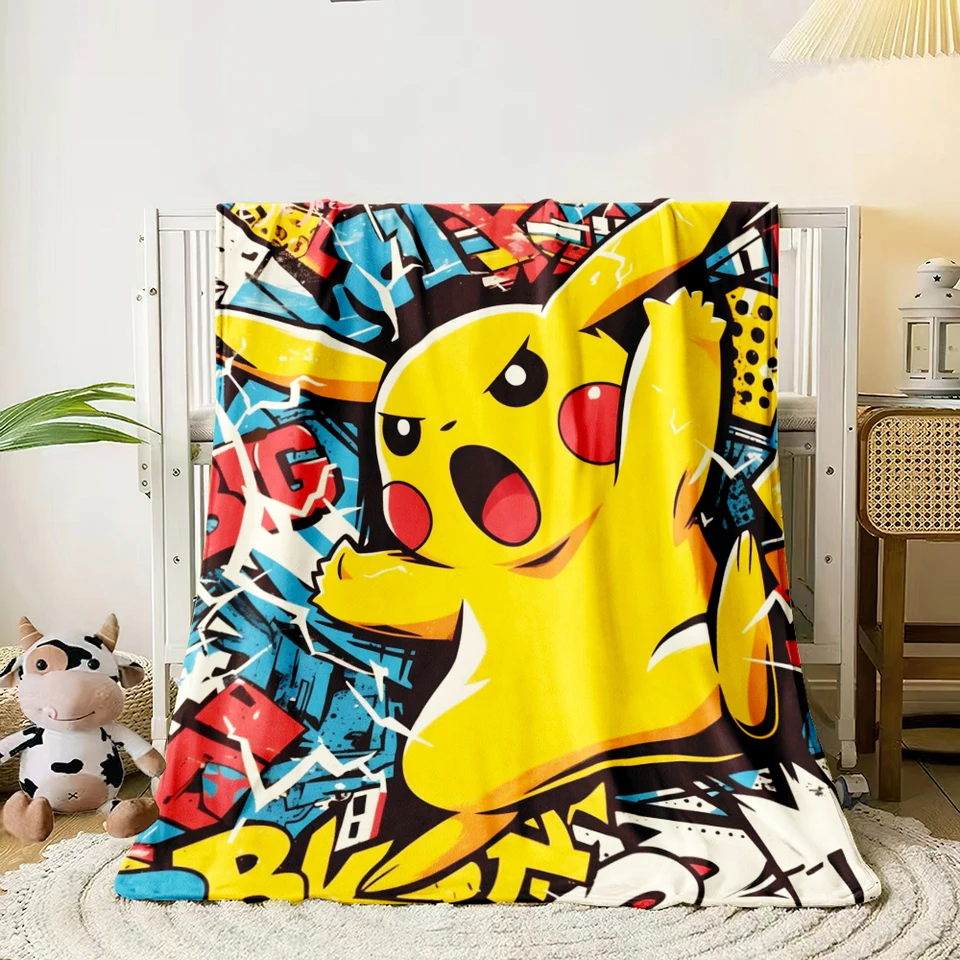 Miniso Pokémon Cute Cartoon Print prikrývku.Warm a Comfort Flanel, spálňa, pohovka, posteľ, stolička, darček, pikniky, výlet, tábor, prikrývky.