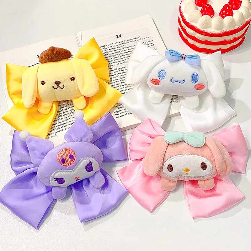 Miniso roztomilé vlasové doplnky Sanrio kuromi cinnamoroll luk klip klip klip cartoon anime figurín carted outpin doplnky darček