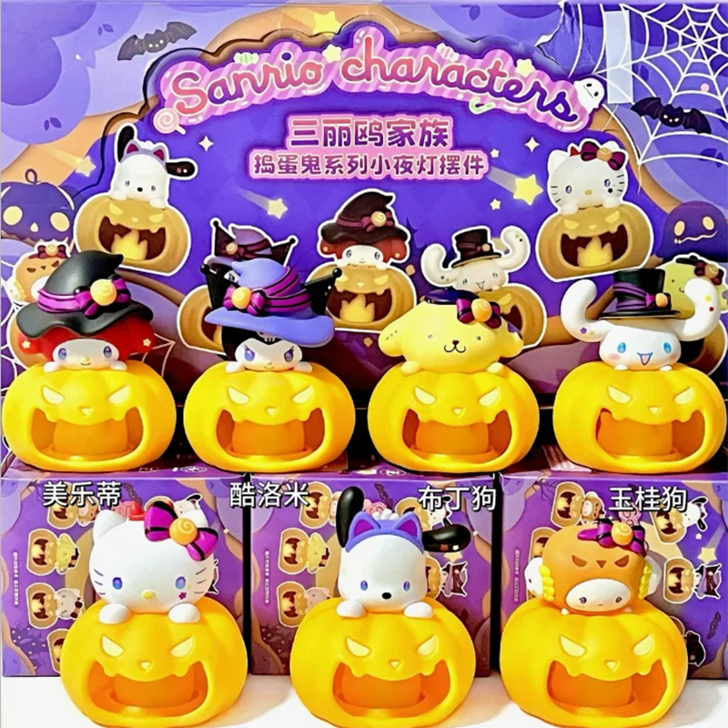 Miniso Sanrio Halloween Pumpkin Nightlight Blind Box My Melody Cinnamoroll Pochacco Kuromi akčná postava anime tajomstvá box taška