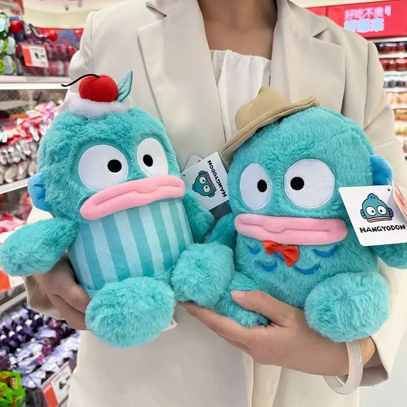 Miniso Sanrio Hangyodon Doll Half Mermaid Plush Hrace Cute Cuddle Sleep Spread Doll Girl Doid Farlaring Gift