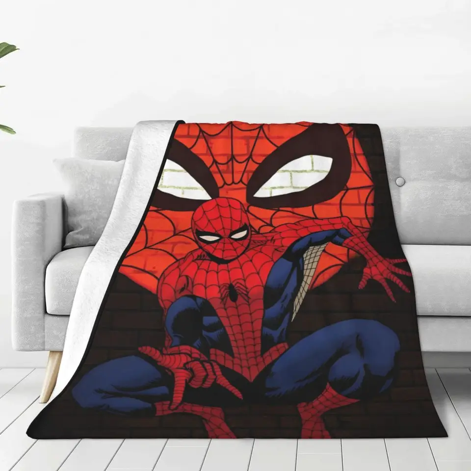 Miniso Spider-Man HD Tlač prikrývky Teplý tlač Plyšový hádzanie prikrývku pre chlapca obývacia izba flanel lôžko postele posteľ