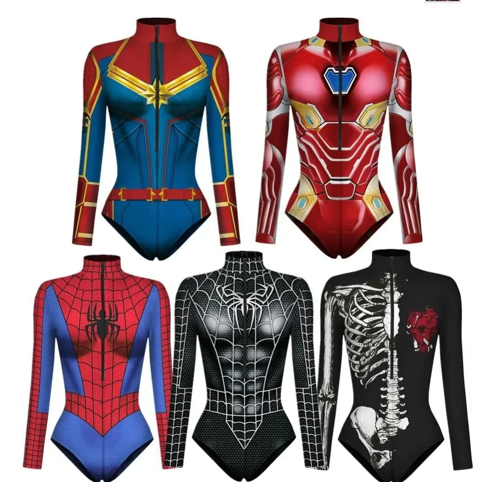 Miniso Spiderman kapitán superhrdina plaviek pre ženy 3D tlač 3d plávanie Bodysuit cosplay skríningové halloween karneval outfits