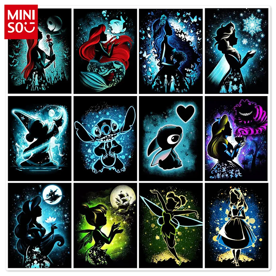 Miniso Stitch Diamond Painting Disney Princess 5D DIY Plné kolo/štvorcový mozaik