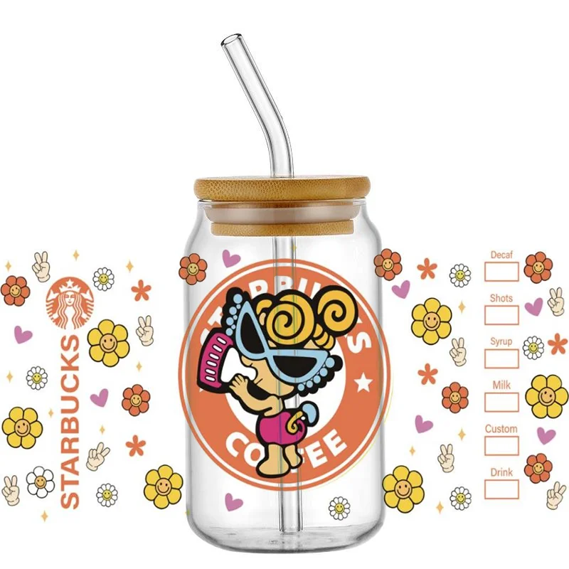 Miniso UV DTF Cup Wrap UV Self-pasívny karikatúra hysterické mini vzorové nálepky inovatívne poháre zdobenie zabalenie