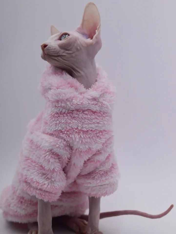 Minkfleece domáce zviera na jeseň zima hrubá bunda pre mačacie sfingové oblečenie bezsrsté mačacie oblečenie Devon teplé šaty pre mačky