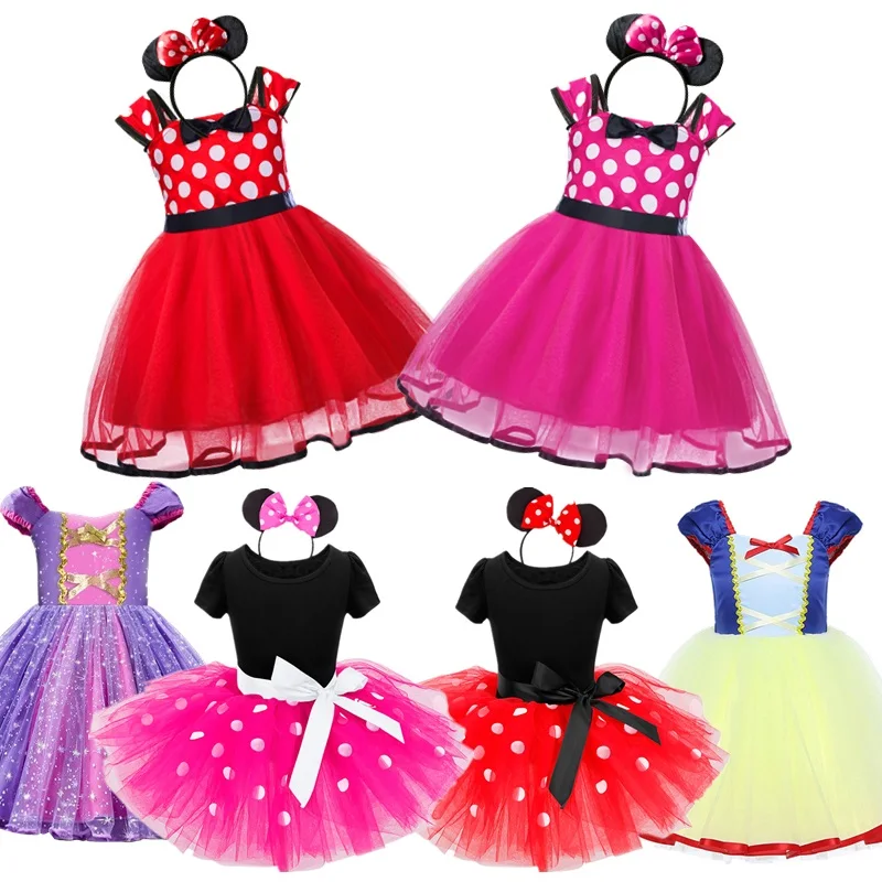 Minni Mouse Dress for Det Girls Polka Dot Dot Tutu sieťové šaty batoľa deti narodeniny Vestidos Karneval Veľkonočný kostým Cosplay