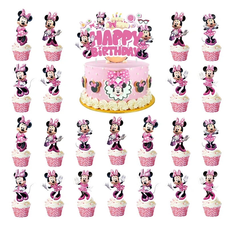 Minnie Mouse Cake Toppers Mickey Mouse Cupcake Toppers Birthday Party Decorácie pre deti dievčatá chlapcov