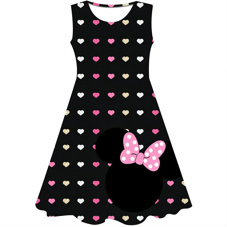 Minnie Mouse Dievčatá šaty 2022 leto nové dievčatá okrúhle rukávy bez rukávov kreslené šaty s krátkym rukávom 1 2 3 4 5 6 7-10y
