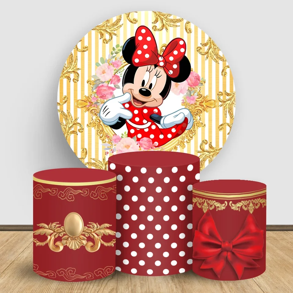 Minnie Red Bow kravata Dizajn kruhový valcový valcový tkanina tvary Disney dekorácie Parting Photo