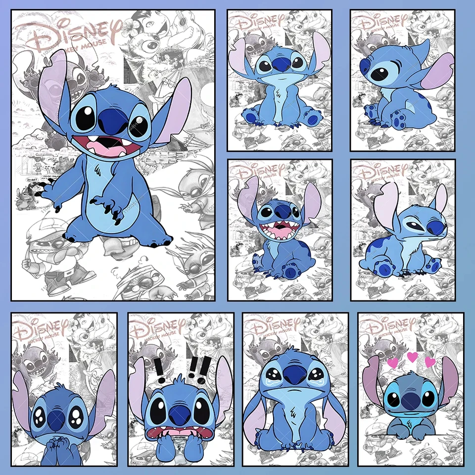 Minoso Disney Stitch Cartoon Canvas Plagát Domov anime nástenné umenie maľba