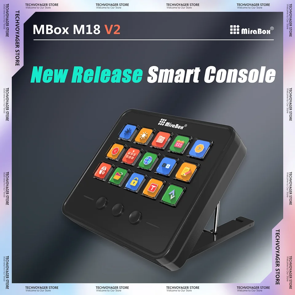 Mirabox M18 18Keys Stream Deck Deck Keyboard Vizual Nastaviteľná konzola stojan DIY makro gombík Desktop sa dotknite vlastnej klávesnice PC Darčeky