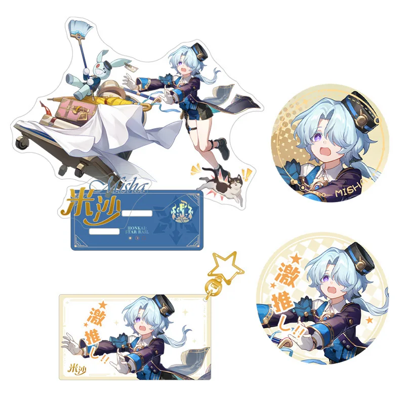 Misha Anime Keychain Honkai Star Rail Men Kľúčový reťazec pre ženy móda kawaii stojaci odznak figurín akrylové kľúče prívesok darčeky