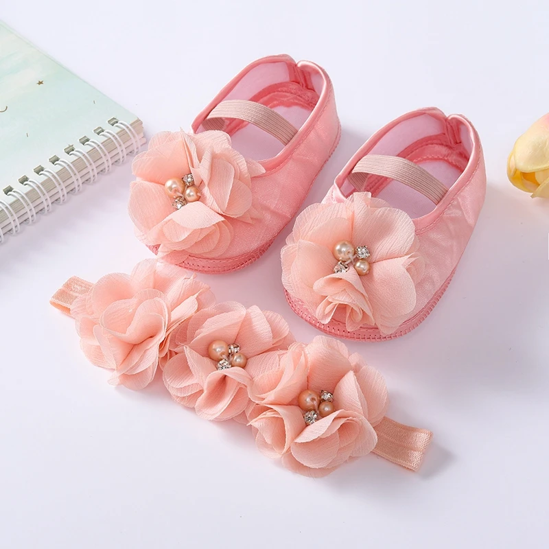 Misowmnjoy dievčatko kvetinové topánky s čelenkou princezná mäkká podrážka prvé vychádzkové topánky Moccasins Dojčenská obuv obuvi topánky