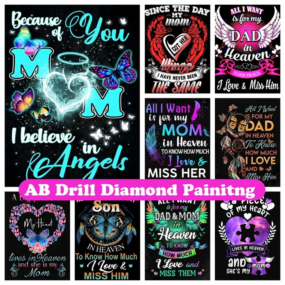 Miss you mama 5d DIY ab Diamond Painting Mosaic Art Memorial Citáty výšivky zármutok verše spomienka Miss you ocko home dekor