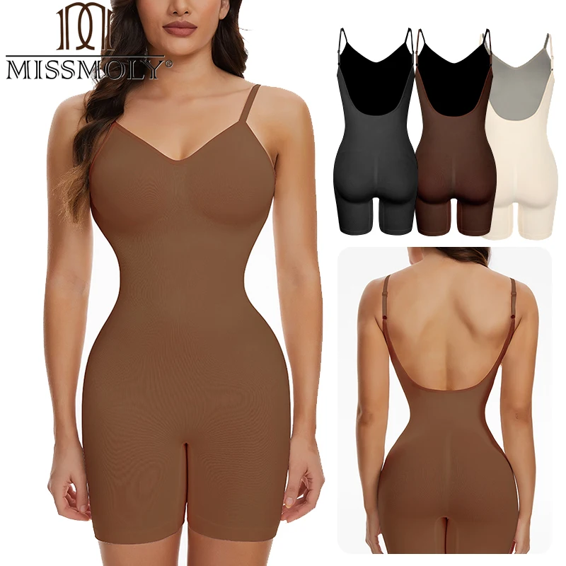 Missmoly Womens Womens Celé telo shaper backless the Shapewear BodySuits Brucho ovládanie plášťa Butt zdvih