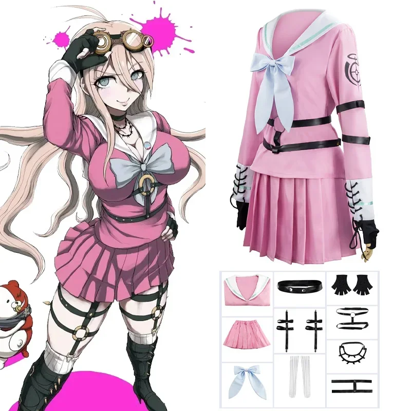 Miu Iruma Anime Cosplay Cosplay Danganronpa v3 Cosplay kostýmy parochne dievčatá šaty Saior Suit Sukňa plné scéna Halloween kostýmy q