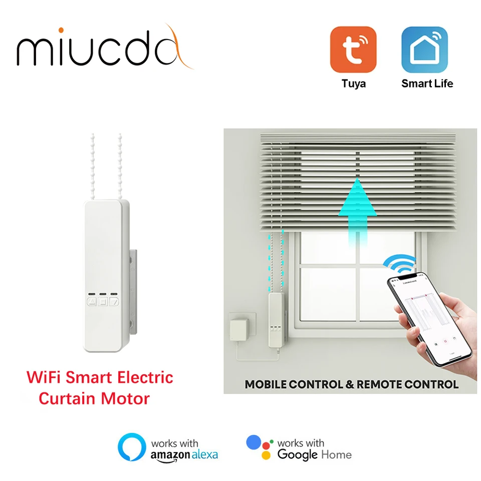 MIUCDA TUYA WIFI SMART Motor Electric Reťaz Roller Roller Shutter Drive RF Diaľková súprava SMART LIFE APP