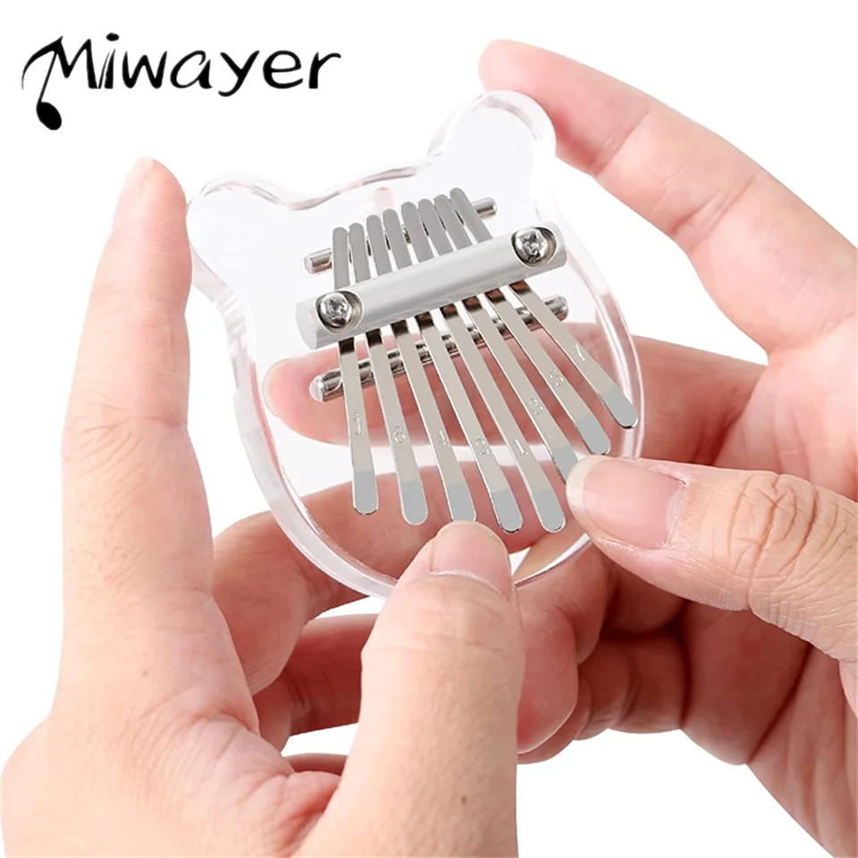 Miwayer 8 Key Kalimba Instrument Mini Mini Musical Keyboard Thumb Piano Drevené darčeky akrylové klavír prenosný prenosný vianočný darček