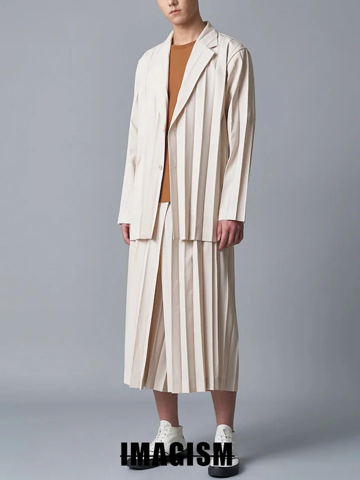 Miyake Fold Autumn a Winter Nový výklenok dizajn Príležitostné voľné tenké origami oblek bunda