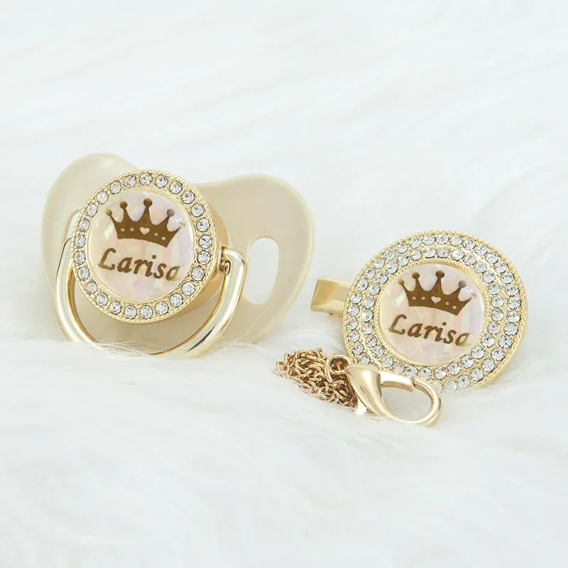 Miyokar prispôsobený khaki bling Crown Názov bling cumlíc a cumier klip BPA free figurín bling jedinečný dizajn pcg-1