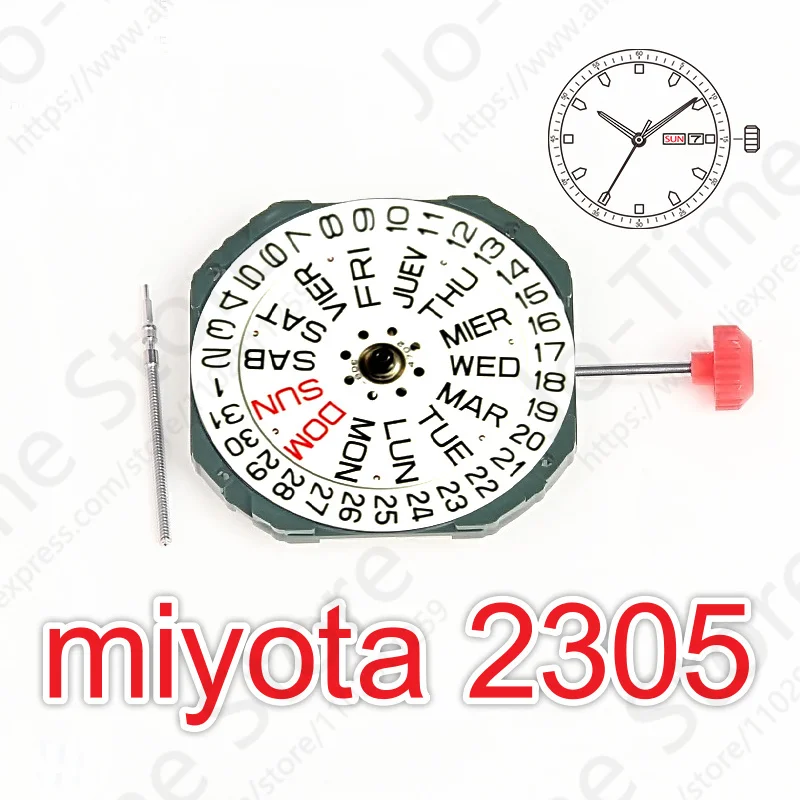 Miyota 2305 Štandardný kremeňový pohyb s denným displejom Japan Hnutie Španielsko a angličtina 2305-20A