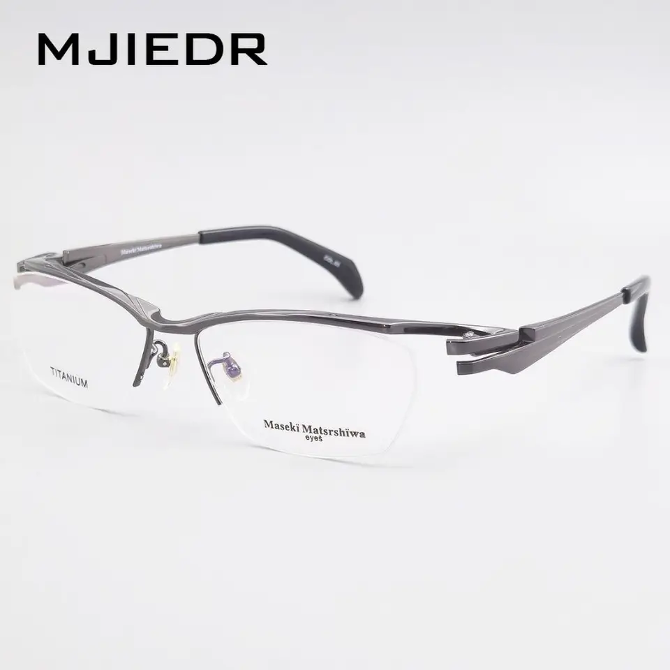 Mjiedr Business Gule Frame Men Square predpis očné okuliare Prue Titanium Nové vysoko kvalitné polovičné okrajové okrajové okuliare
