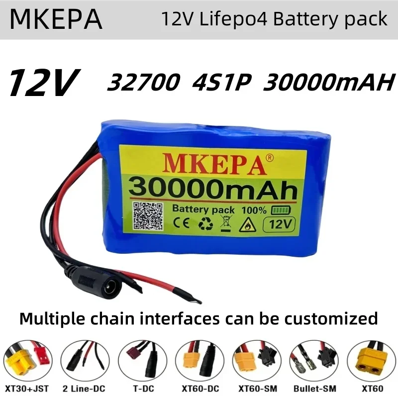 MKEPA 4S1P 12,8V 30000MAH 32700 LIFEPO4 batéria s 4S 40A vyváženým BMS pre elektrickú loď, 12 V nepretržitý napájací zdroj
