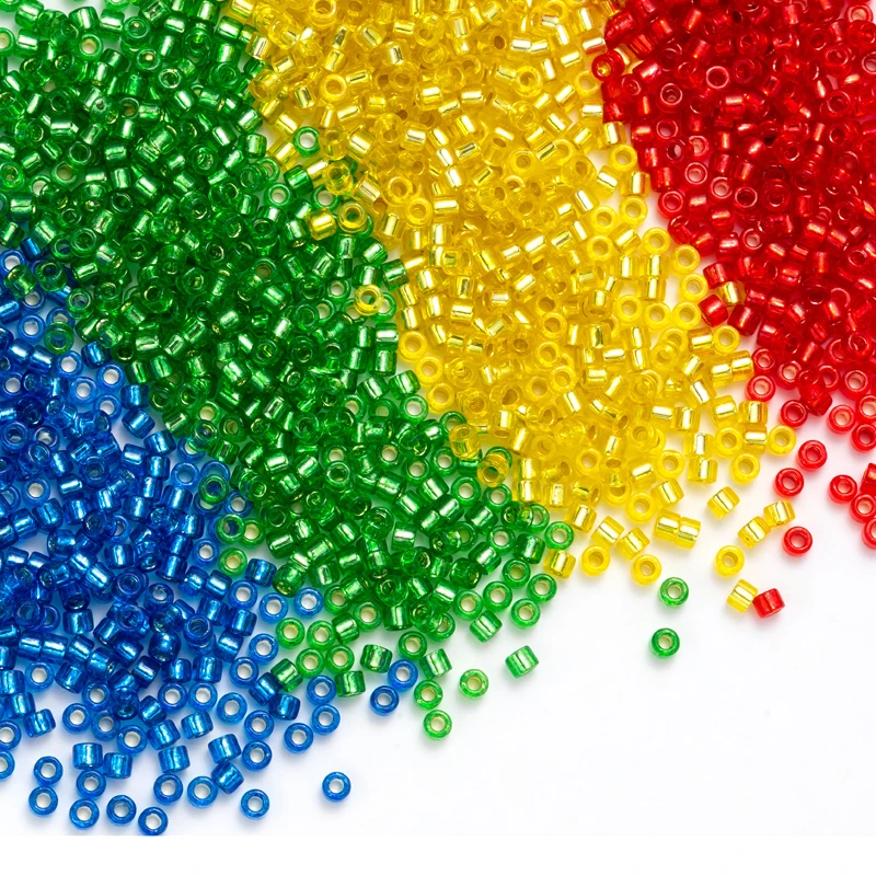 MKU strieborná čiara zafarbená farebné korálky lesklé 2 mm sklenené voľné japonské korálky na diybeading, ručne vyrábané šperky výroby