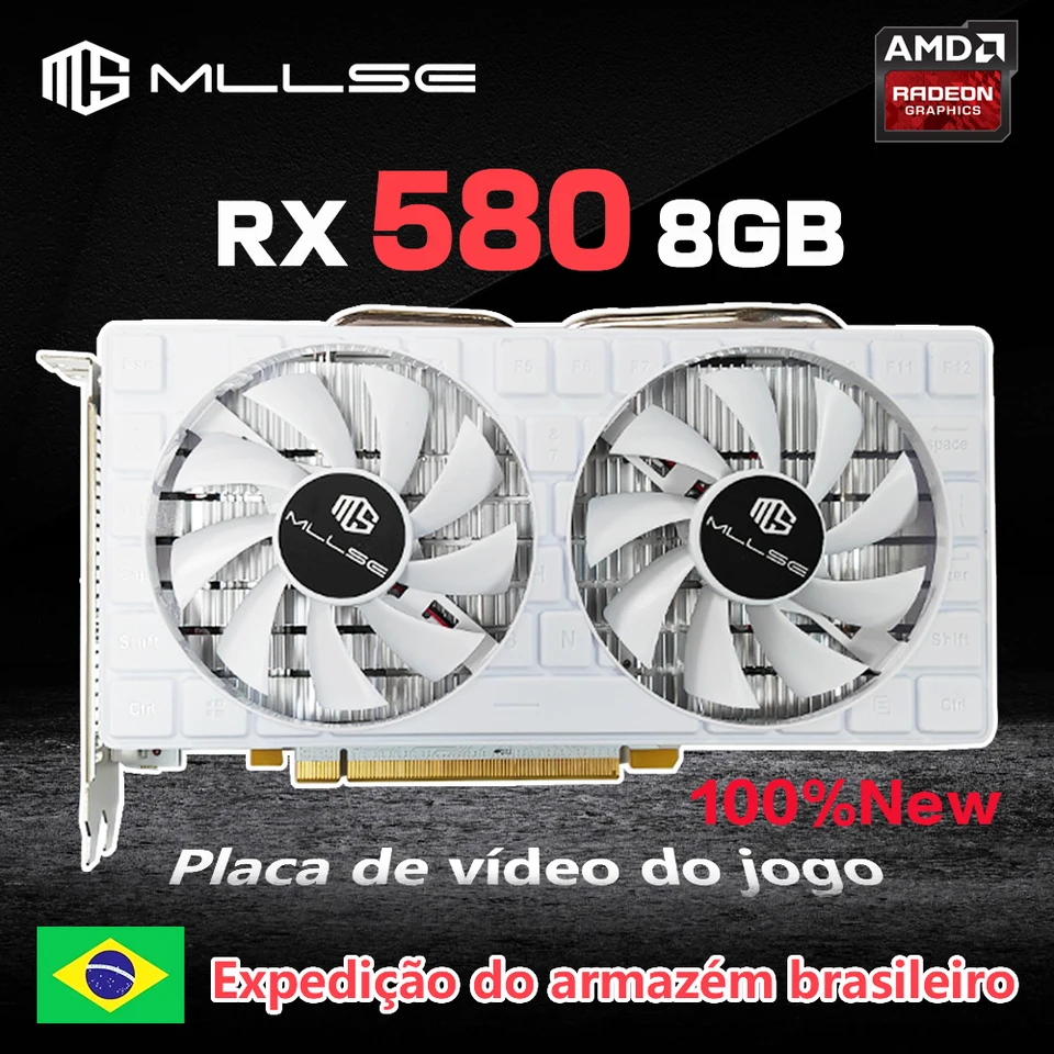 MllSE AMD RX 580 8GB 2048SP 6PIN PLACA DE VIDEO GRAFICKÁ GRAFICKÁ KARTA GDDR5 256bit PCI Express 3,0 × 16 RADEON GPU RX580 8G