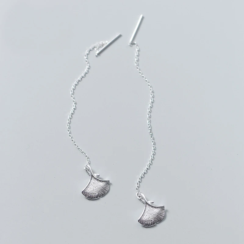 MLOSEACC Nový dizajn 925 Sterling Silver Ginkgo Biloba Drop náušnice dlhé náušnice pre ženy Doprava zdarma Brincos