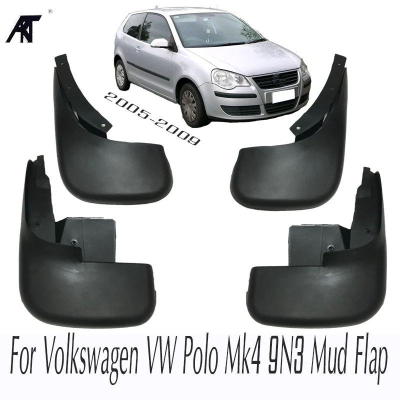 Mlové bahenné klapky pre Volkswagen VW Polo MK4 9N3 2005-2009 Splash Guards Mudflaps predné zadné bahenné klapka bahenuanrdy 9n