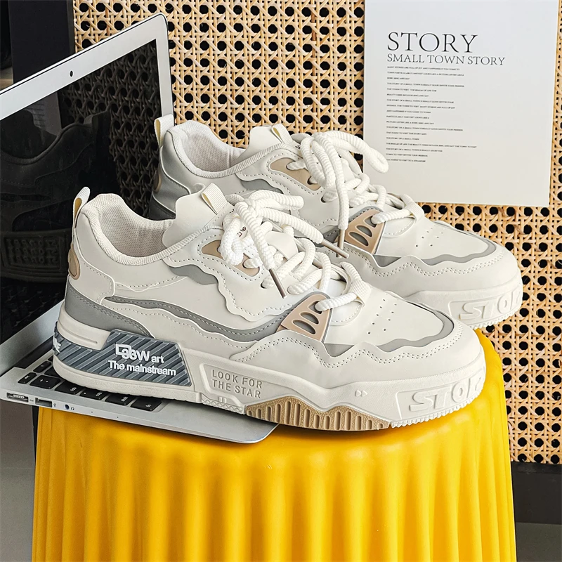 Mládežnícke módne dosky topánky Pánske príležitostné športové topánky šnurované študentské pánske topánky Clunky Sneaker Dad Shoes