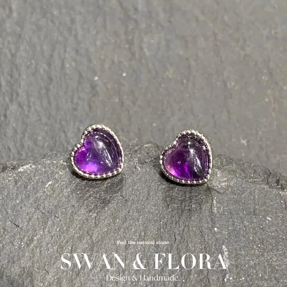 MM Natural Amethyst Stud náušnice pre ženy skutočné 925 Sterling Silver Vintage Femme Gift Funt