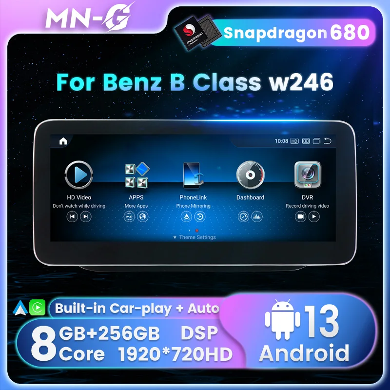 MN-G Android 13 Car GPS navigačný multimediálny hráč 8+256 GB pre Mercedes-Benz B-Class W245 W246 B180 B200 B220 B250 B260
