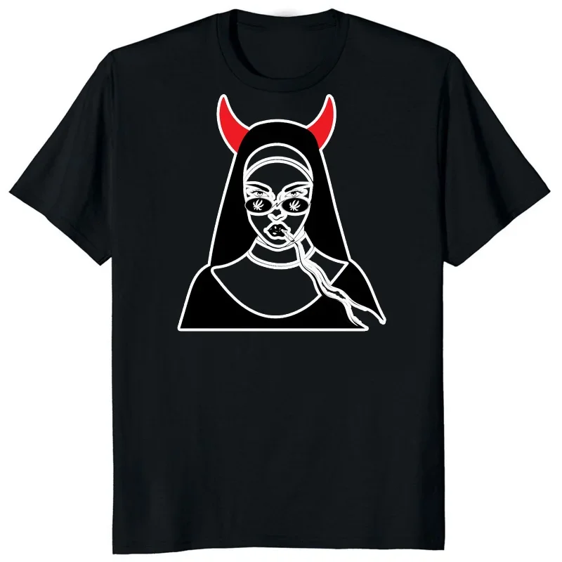 Mníška nonne religieuse pin Up mužské tričko kostol kostola Satan Anton Lavey satanský okultný goth gothic muž tričko hentai mužské vrcholy