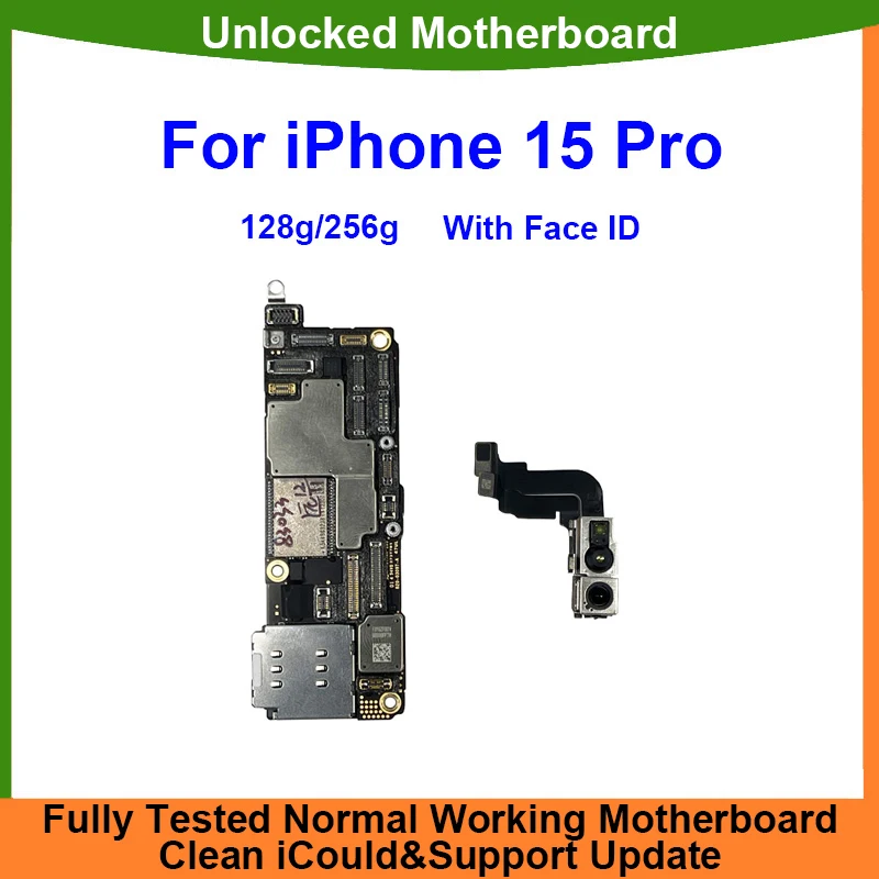 Mobilná telefónna doska pre základnú dosku pre iPhone 15 Pro Max s čelným ID 128G 256G odomknutá logická doska Vyčistená základňa iCloud Placa Base