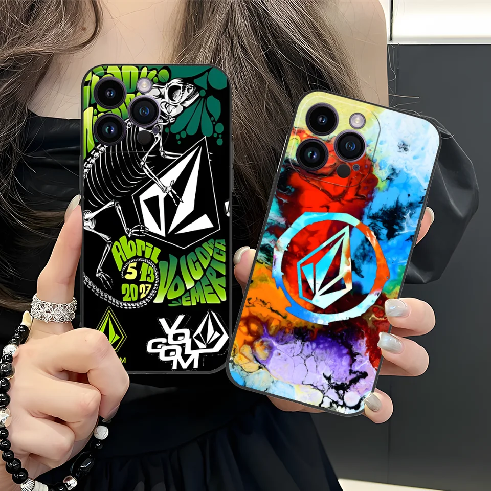 Mobilné puzdro na telefón V-Volcoms pre iPhone 16 15 14 13 12 11 x xr xs 8 7 Pro Max Plus Mini Black Smartphone Coverphone Cover