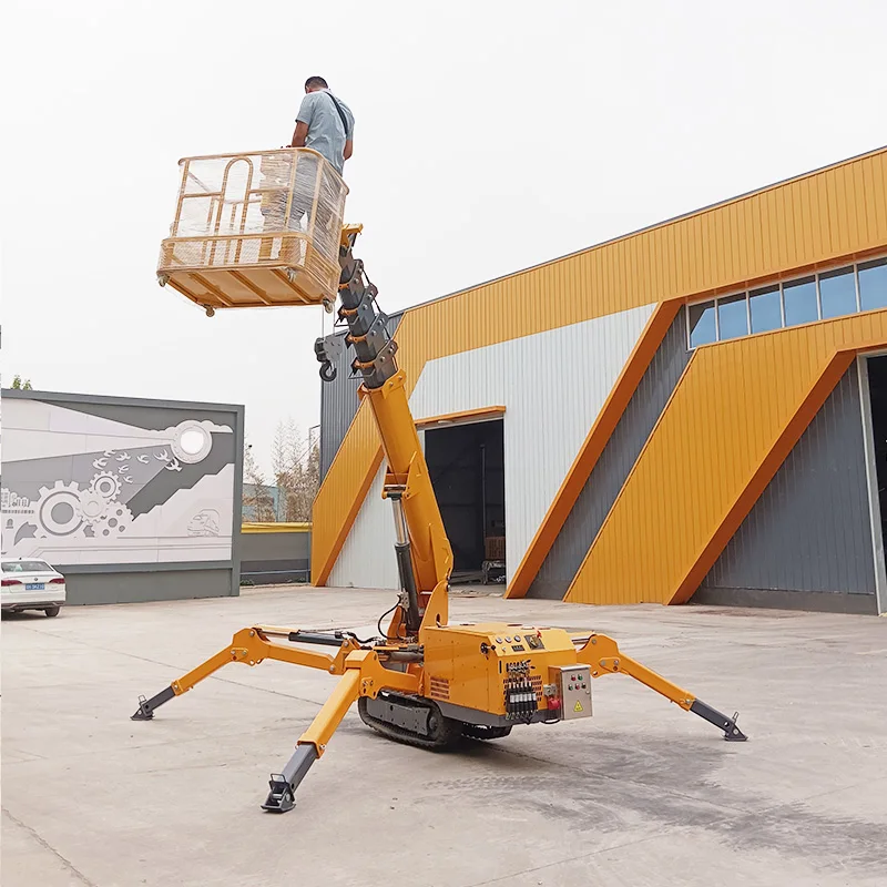 Mobilný pavúk Crane 3 ton 5ton 6ton 8ton 10ton Teleskopický boom 360 stupňov Mini Crawler Hydraulický žeriav zdvíhanie 14 m s muškovým jibom