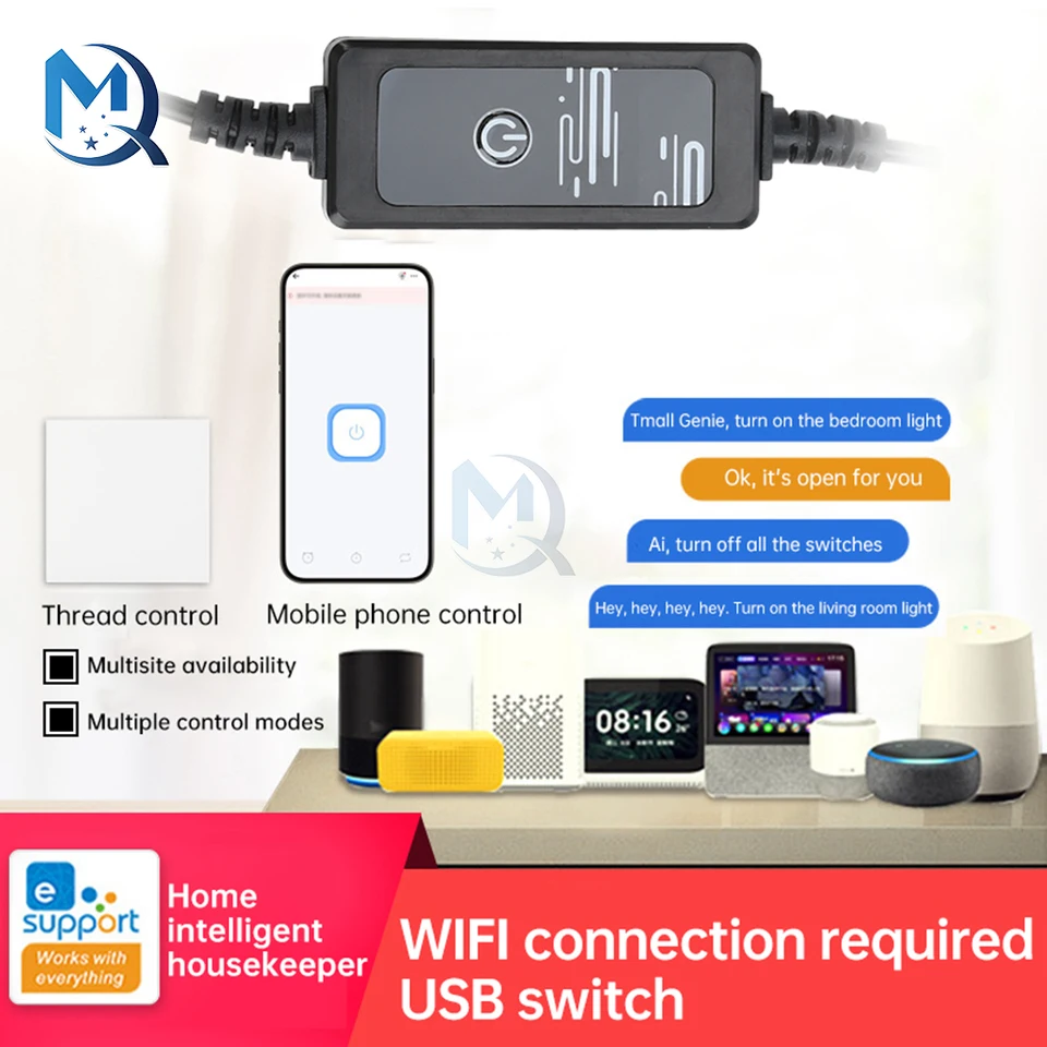 Mobilný telefón Vzdialený inteligentný ovládanie USB Power zapnutia/vypnutia časovača automatického vypnutia prepínača je pripojený k Ewelink DC 5V