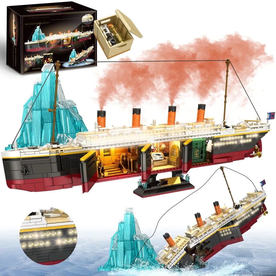 MOC 2288ks Titanic Model Creative Luxury Cruise Set Set City Boat Building Blocks so svetlami tehly hračky pre deti dospelých