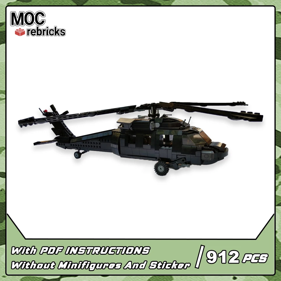 MOC-60106 UH-60 Black Hawk Army Armed Transport Transport vrtuľník Model tehly Zbraň DIY stavebné bloky Vzdelávacie hračky pre deti