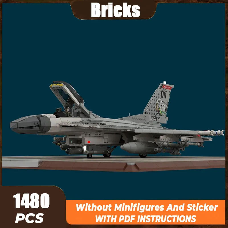 MOC Budova tehál Vojenský model F-16 Bojové Falcon Technology Modular Blocks Darčeky Hračky pre deti