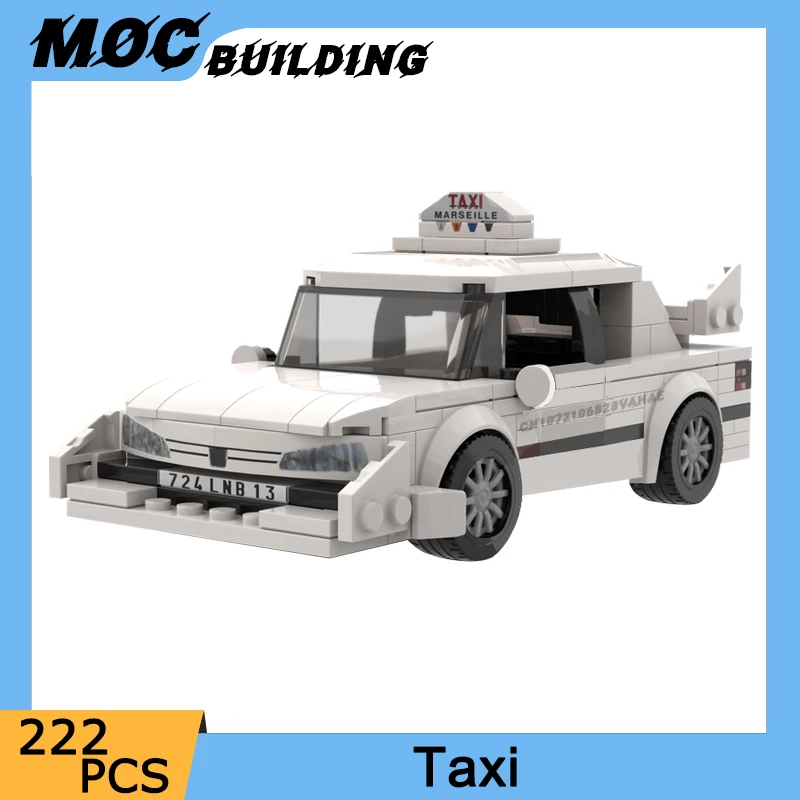 MOC Classic Movie Mestské vozidlo Taxi Model Budúce bloky High-Tech 406 Autom DIY Zhromaždené tehly Creative Toys Collection Darče