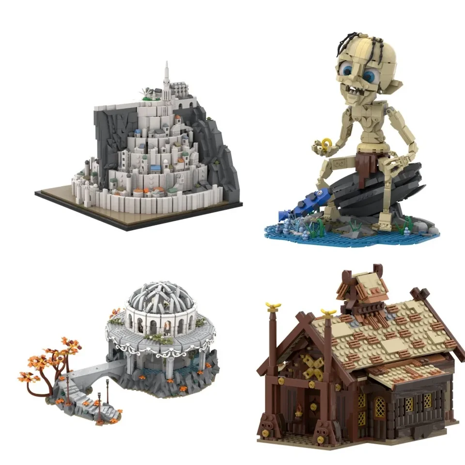 MOC Classic White Castle Architecture Minas Tiriths Building Blocks Model Rings Gollum Monster Bricks The White Council Toy