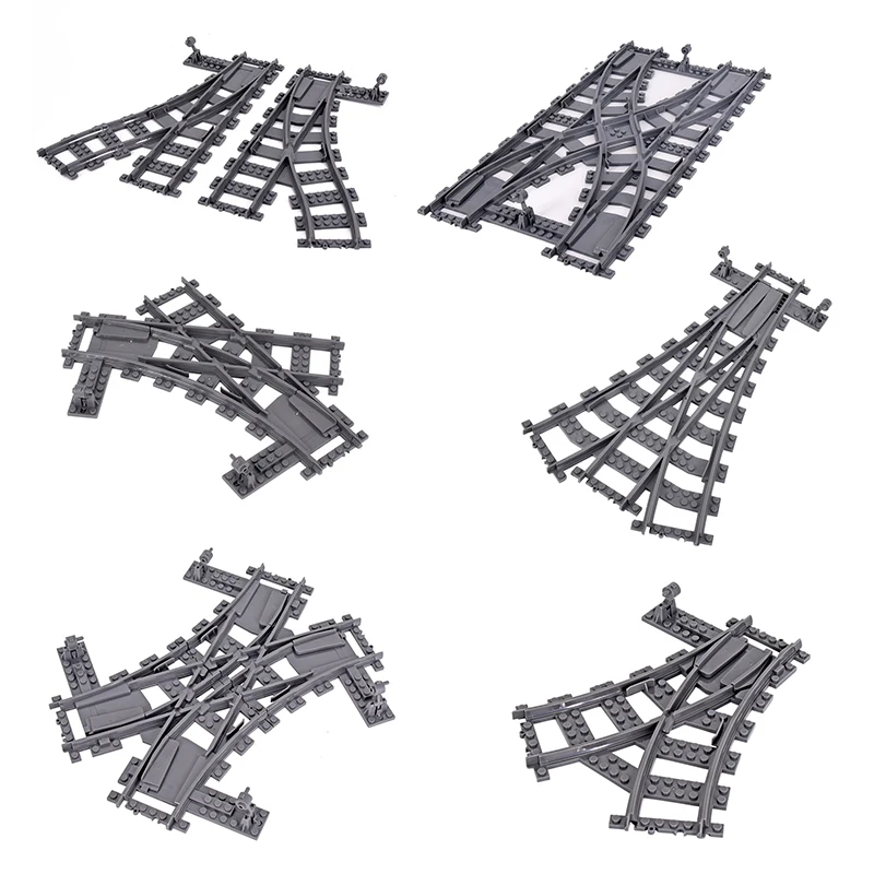 MOC Creative Expert nápady mestské vlakové body R40 Single Switp Switch Tracks Crossings Rails Building Building Blocks DIY Hračky Darčeky